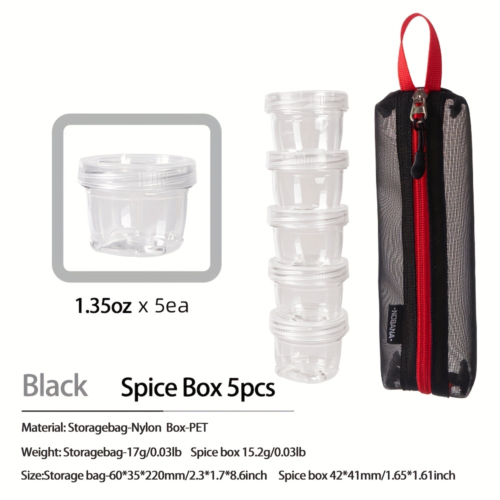 5pcs/set Camping Spice Container Portable Travel Condiment Bottle With  Storage Bag For Outdoor Picnic Bbq