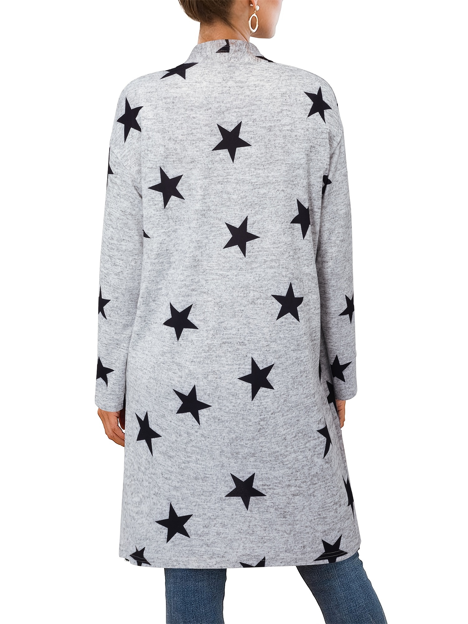 Long star print online cardigan