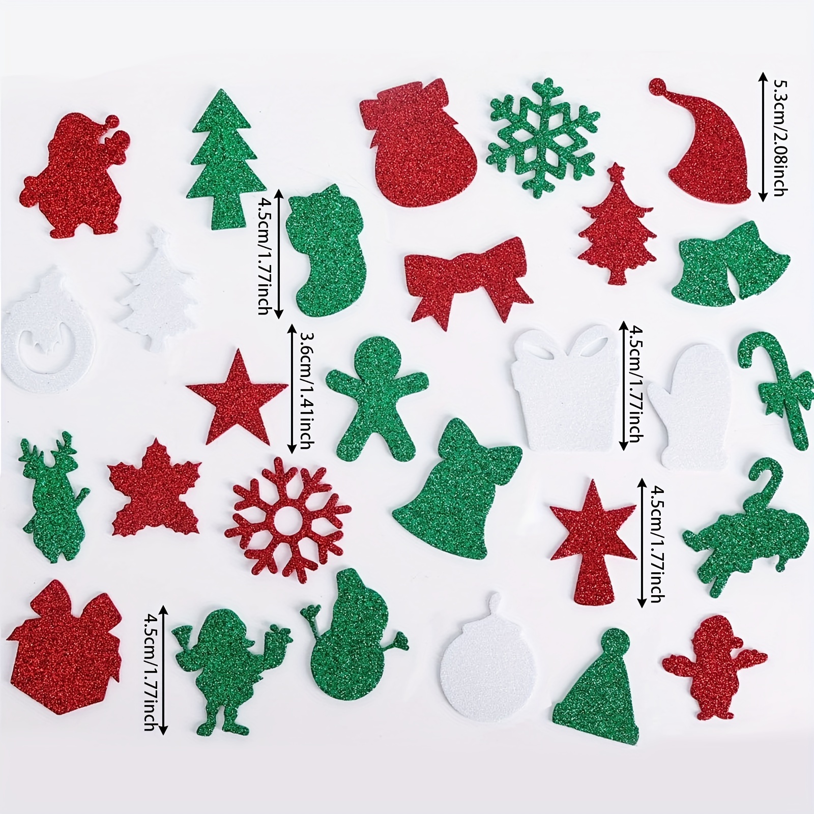  Topbuti 330 Pieces Christmas Glitter Foam Stickers Self  Adhesive Snowflake Star Santa Bell Tree Gloves Candy Cane Xmas Theme Shapes  Sticker for Christmas Gift Box Bag Arts Craft Supplies Greeting Cards