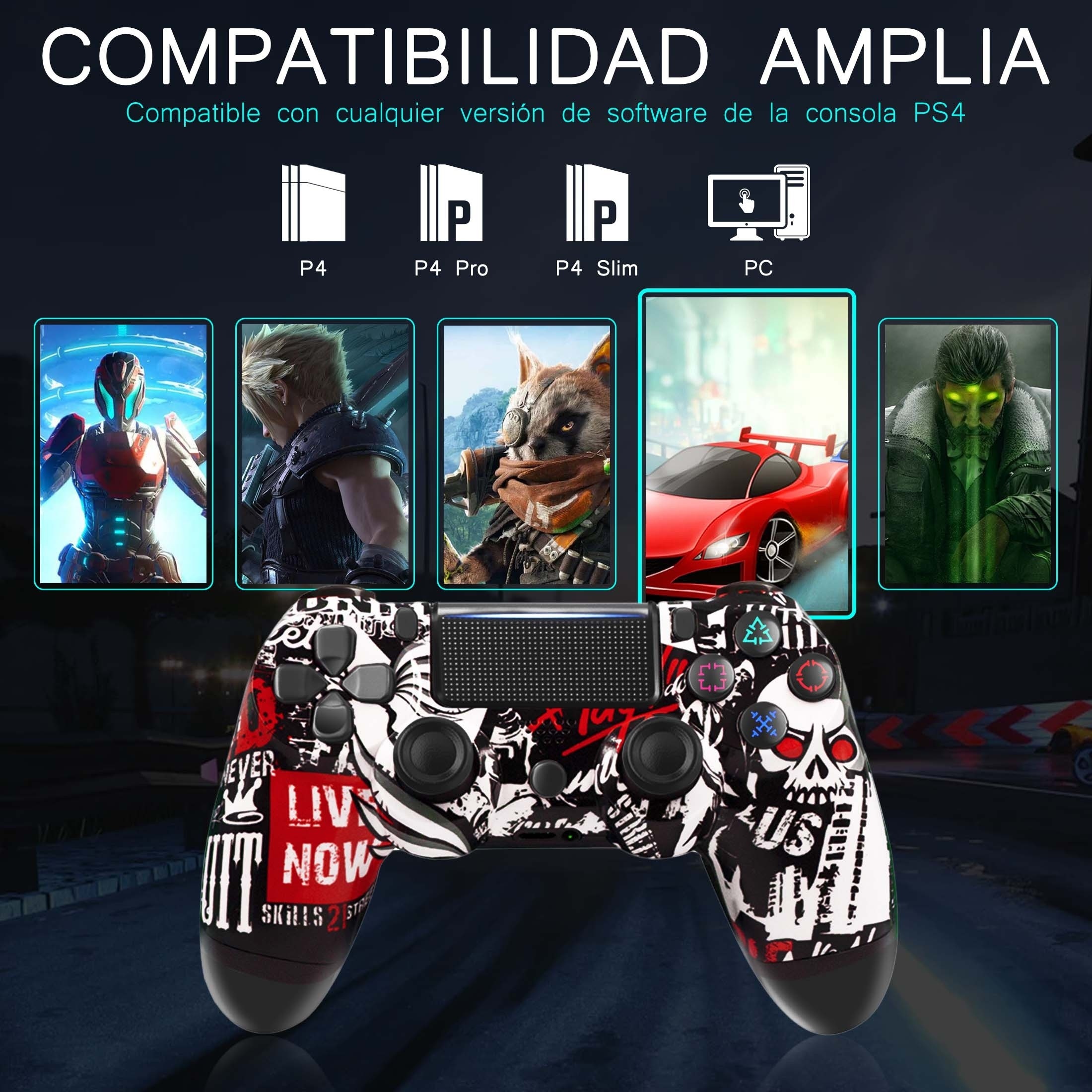 Versão atualizada de agosto de 2021】 Controle PS4 com 3 botões traseiros  programáveis e 1 botão traseiro de controle de sensibilidade, controle  remoto de jogo com Turbo/Gyro/HD Dual Vibration/Touch Panel /LED 