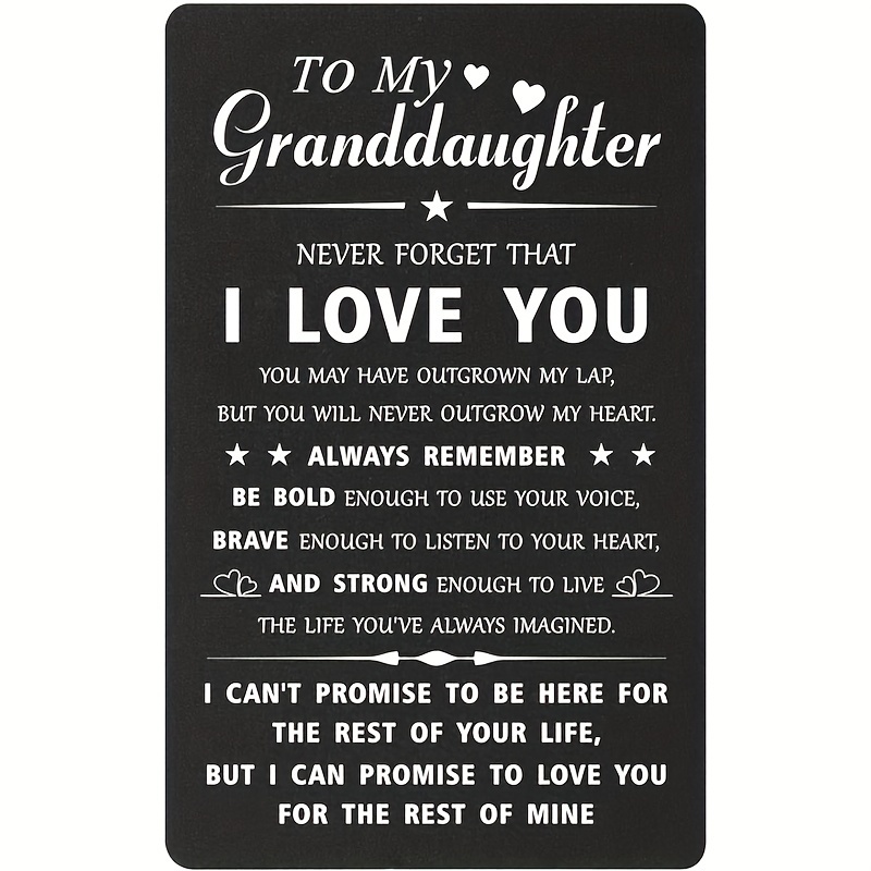 

To My Granddaughter.engraved Metal Wallet Card, Thank You Card. Postcards Can Carry Small Cards With You Expressing Love And Encouraging Purse Card&birthday, Christmas, And New Year Gifts