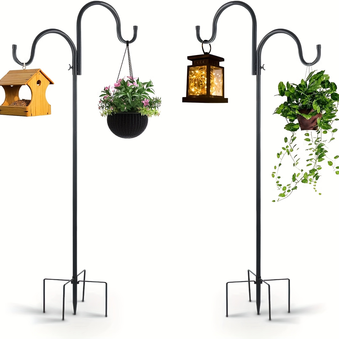FEED GARDEN 18 Inch 2 Pack Outdoor Hanging Plant Bracket for Bird Feeders,  Wind Chimes, Lanterns, Heavy Duty Metal Iron Wall Hooks with 6 Screws