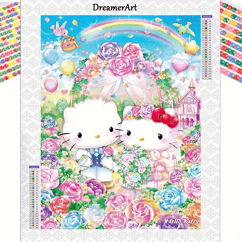Diamond Painting Kit Hello Kitty Full Round Diamond - Temu