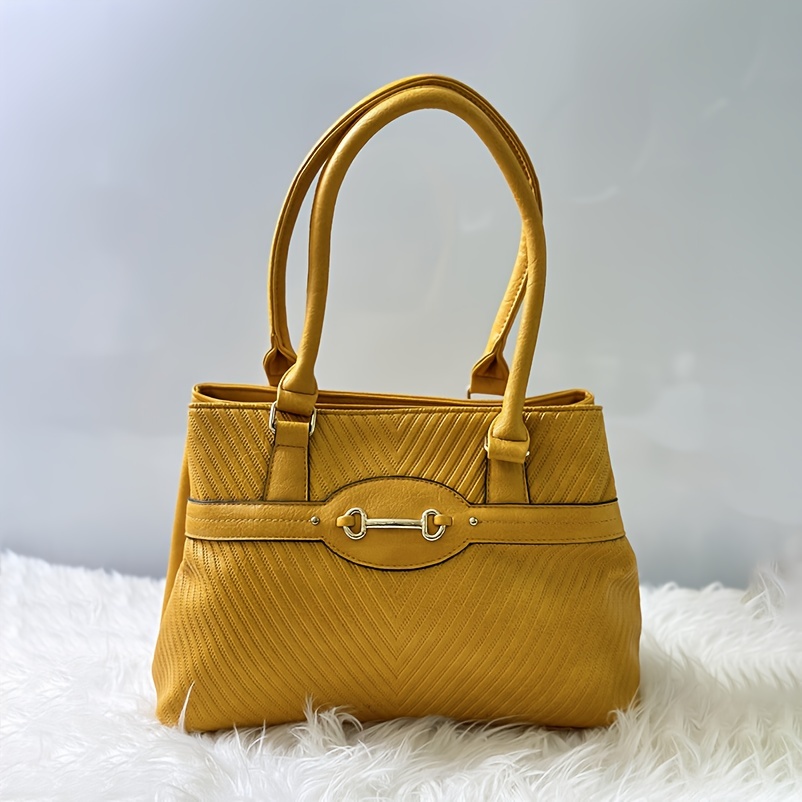 Solid Color Vintage Satchel Bag, Large Capacity Minimalist Handbag,  All-match Quilted Bag - Temu