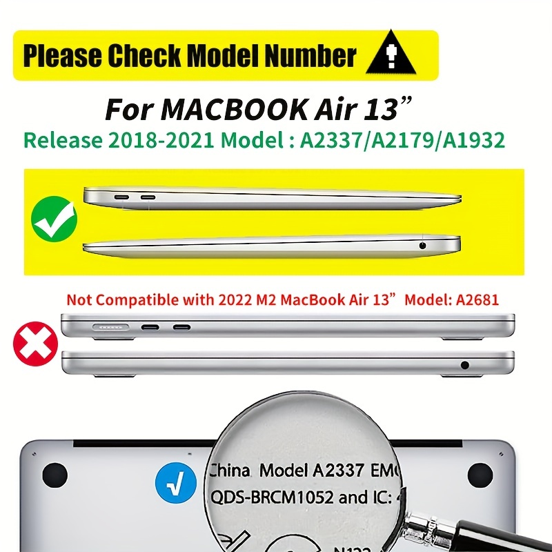 Coque MacBook Air 13 pouces - 2020/2019/2018 - A2337 M1 - A2179 - Écran  Retina A1932