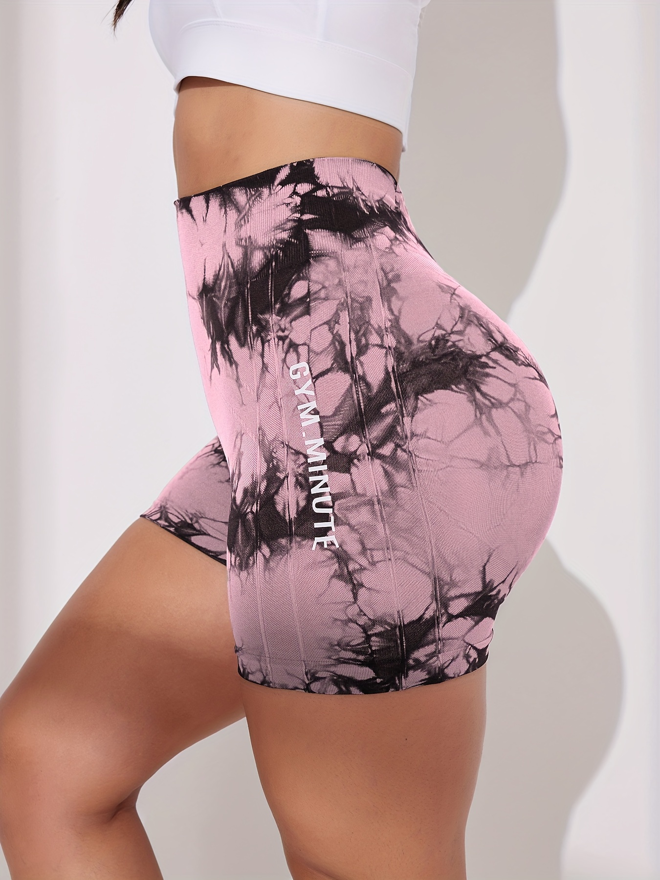 Tie Dye Legging Shorts Wide Waistband Sports Fitness Yoga - Temu