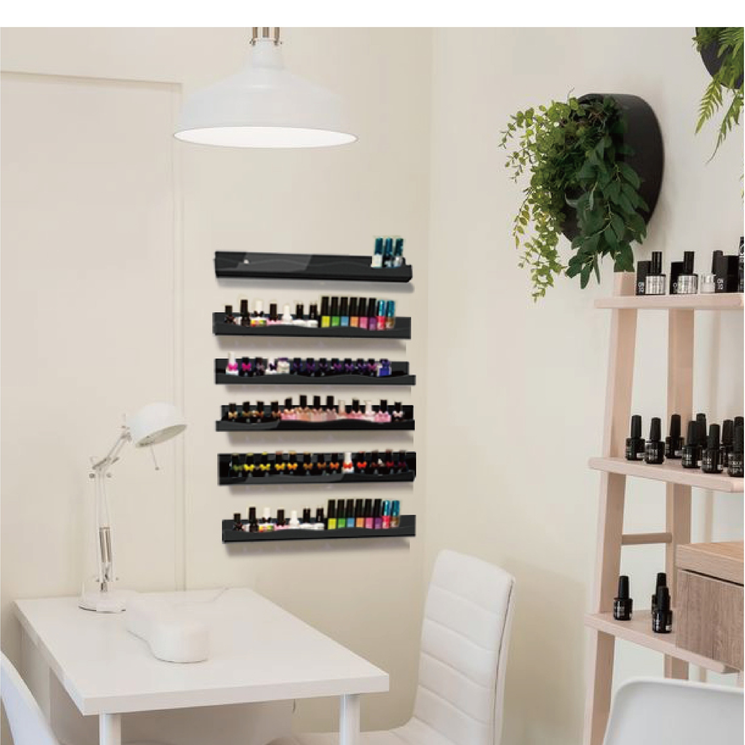 6pcs 38 Nail Polish Rack Wall Mounted Shelf Acrylic Organizer Nail Techs
