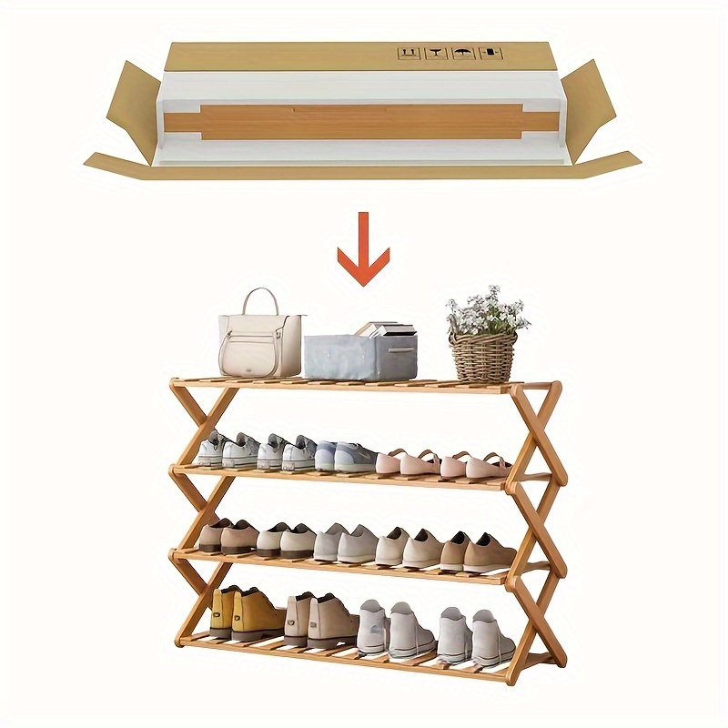 Multi-tier Bamboo Shoe Storage Rack, Folding Shoe Storage Shelf, Household  Space Saving Organizer For Bedroom, Living Room, Home, Dorm, Room Decor,  2-8tier - Temu