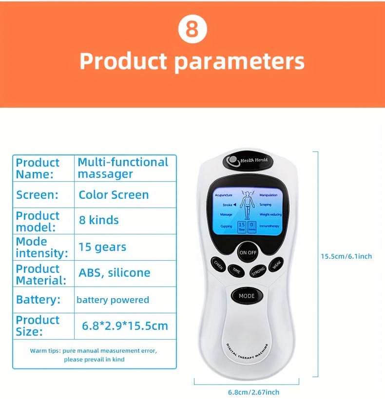 Electric Tens Muscle Stimulator, Mini Ems Tens Massager, Physical  Equipment, Portable Dual Channel 8 Modes 15 Levels Of Intensity Tens Machine  Household Men And Women - Temu