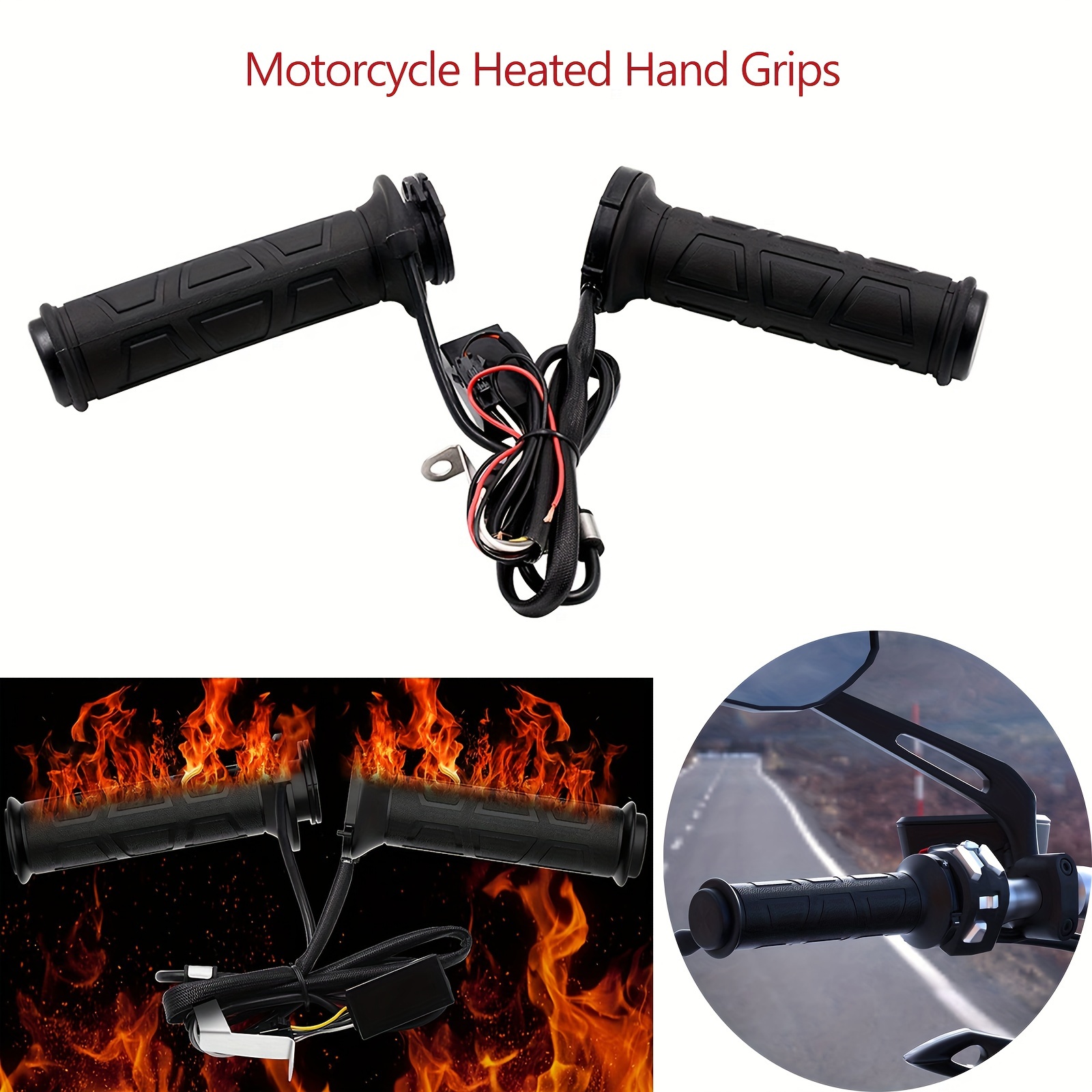 1 Par Puños Calefactables de Moto, 22mm Motocicleta Heated Grips, Puños  para Manillar Calentadores Eléctricos para Manillar de Motocicleta Puños  Calefactables para Motocicleta ATV( 7/8 inch) : : Coche y moto