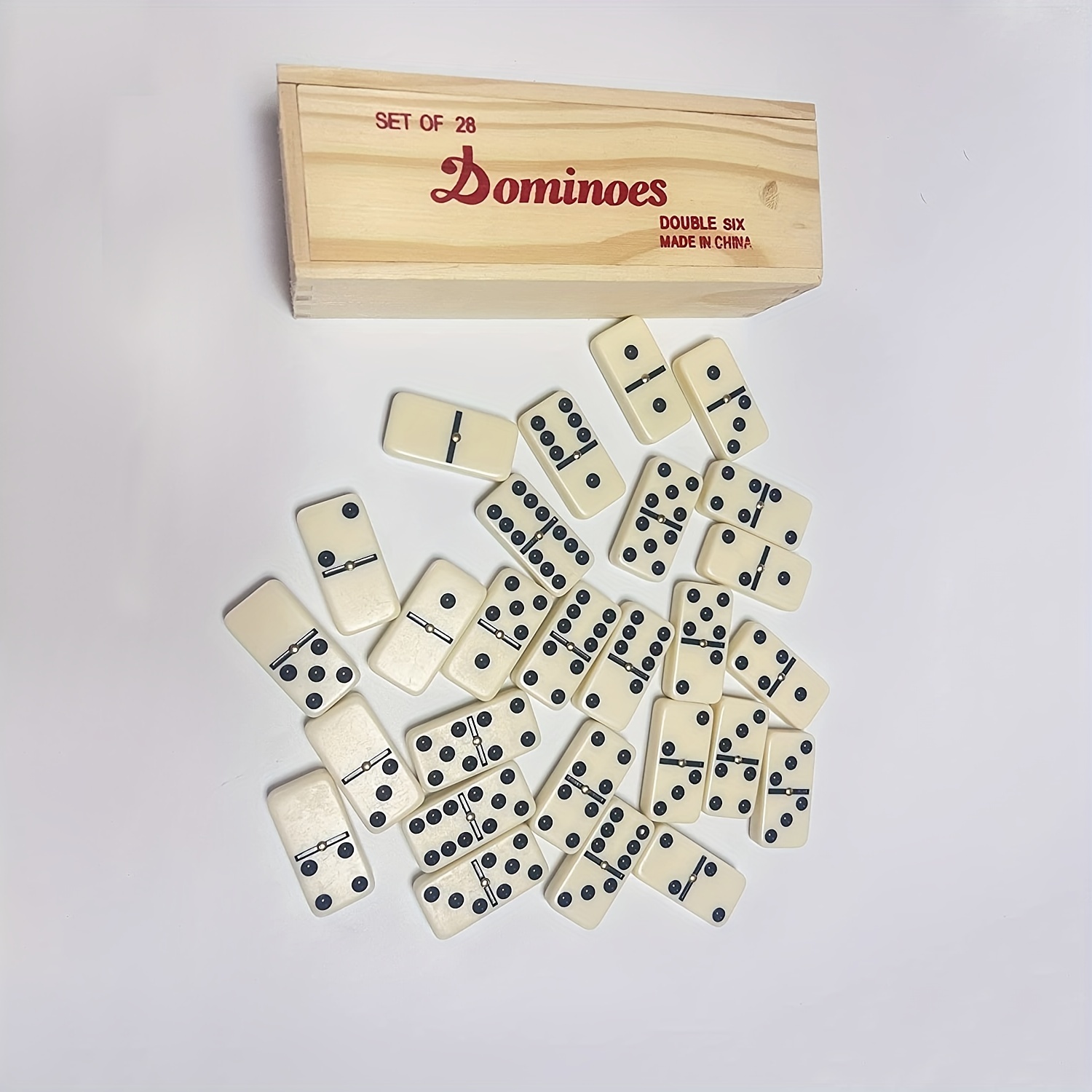 Juego de dominó para adultos, juego de dominó doble seis, doble 6 azulejos  profesionales de dominó con giratorio en caja de madera, juego de 28 piezas