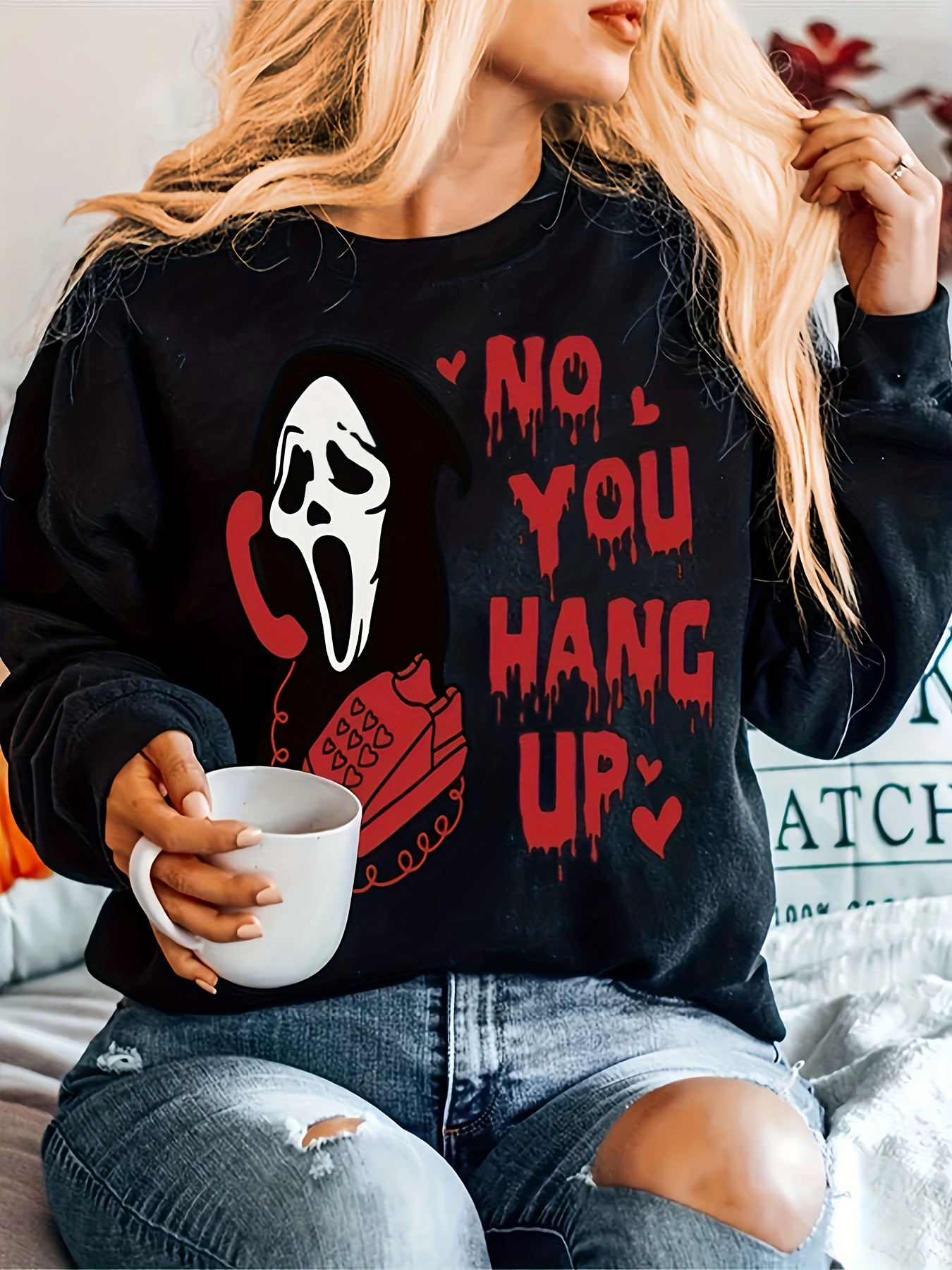 No You Hang Up Funny Ghostface Mean Girls Sweatshirt