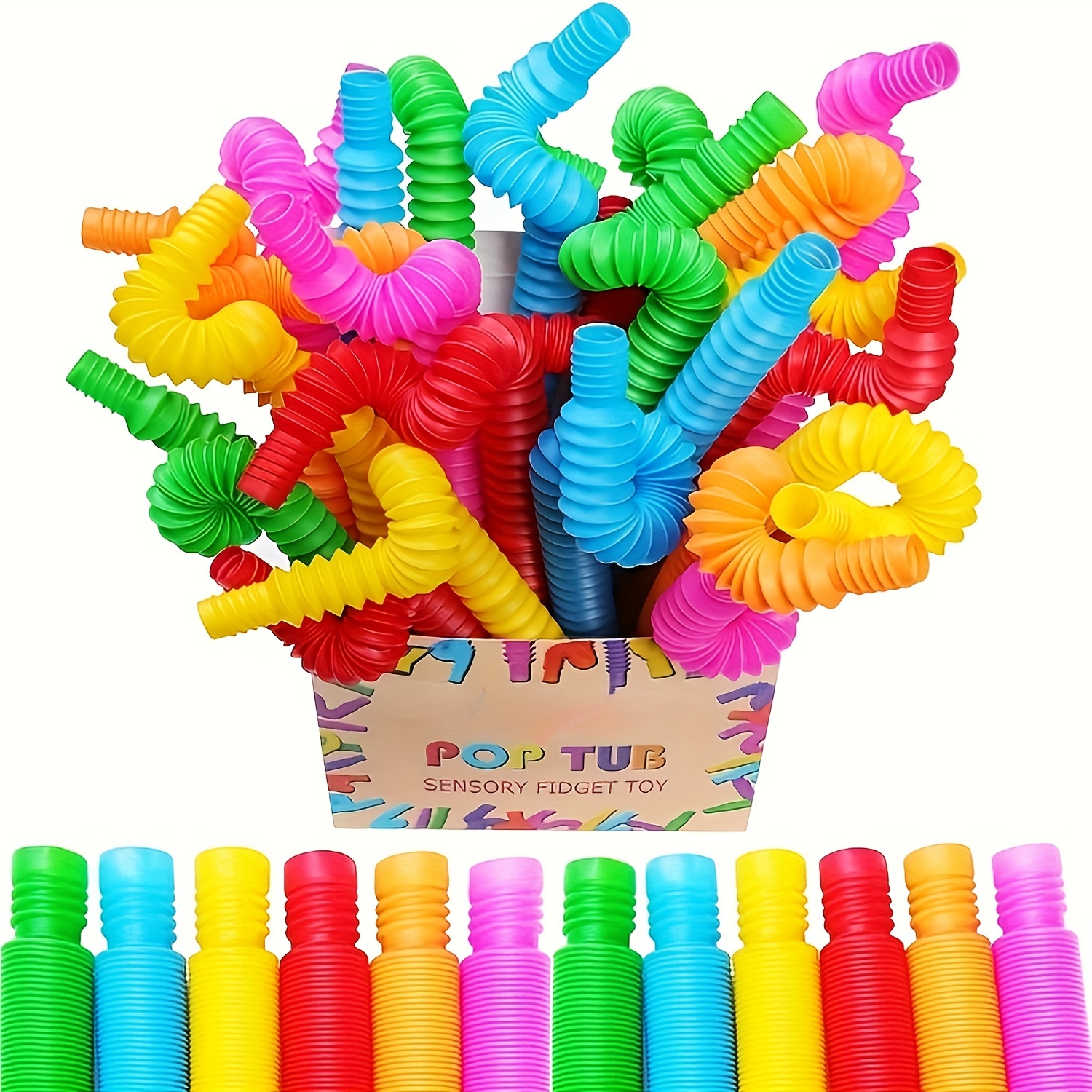 12PCS Pop Tube Sensory Fidget Toys Kids Adults Stress Relief & Anti Anxiety