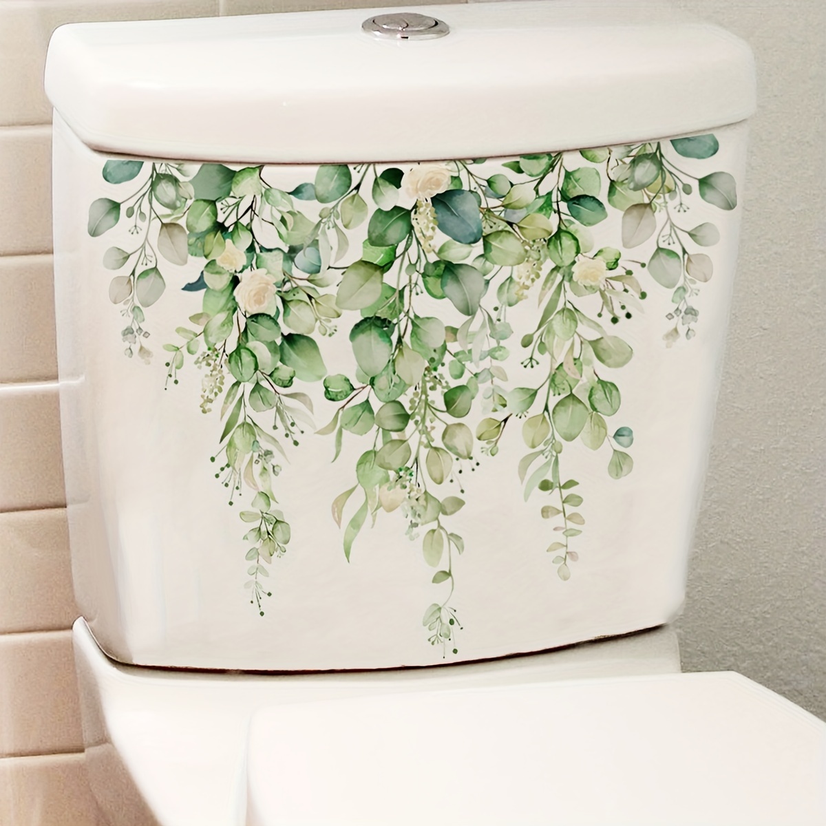 Removable Flower and Leaf Wall Sticker for Bathroom Decoration