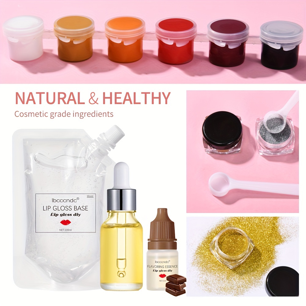 Diy Lip Gloss Making Kit Long Lasting Glitter Liquid Makeup - Temu