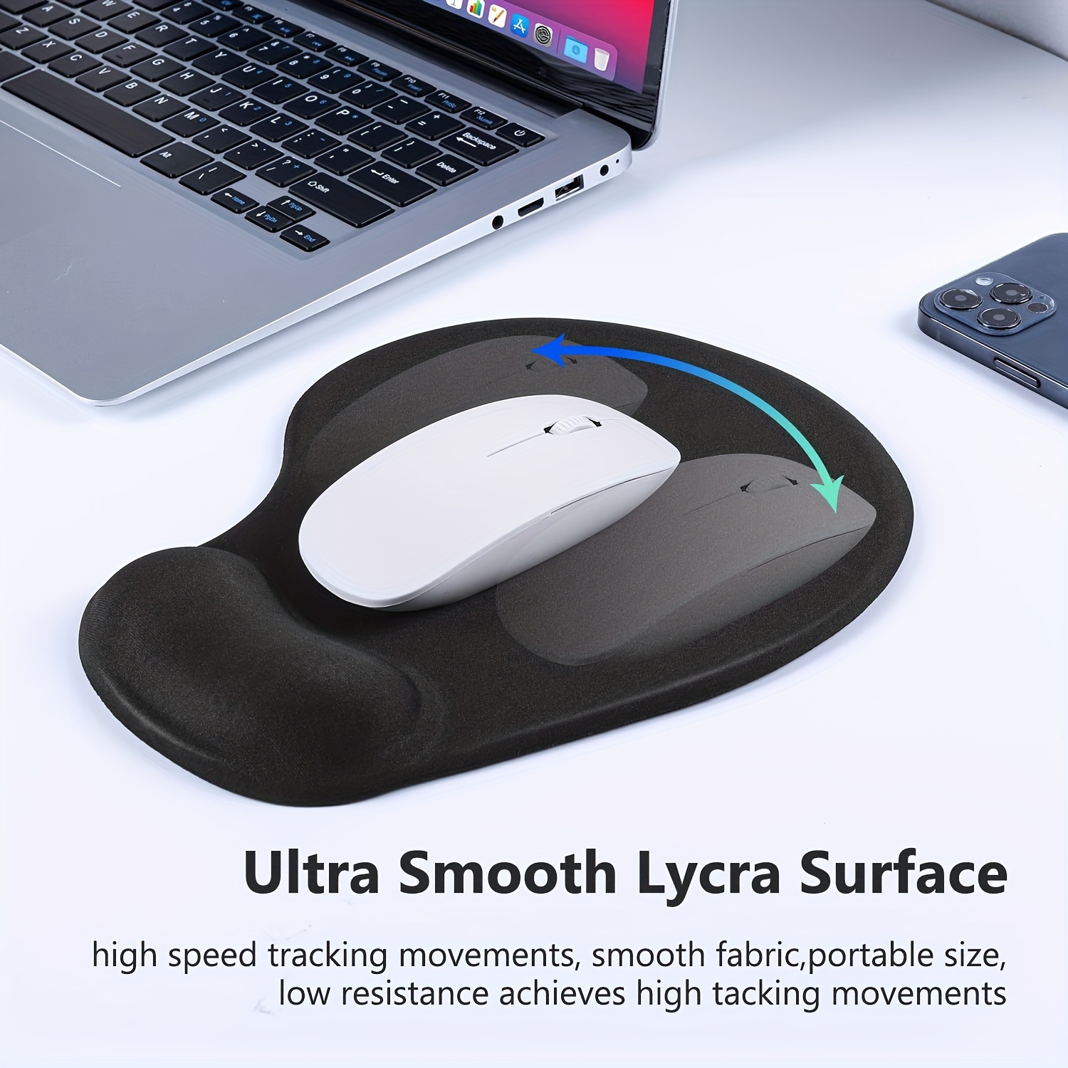 Mouse Pad Ergonomic With Gel Comfort Wrist Rest Support, Gaming Mouse Pad  With Lycra Cloth Nonslip