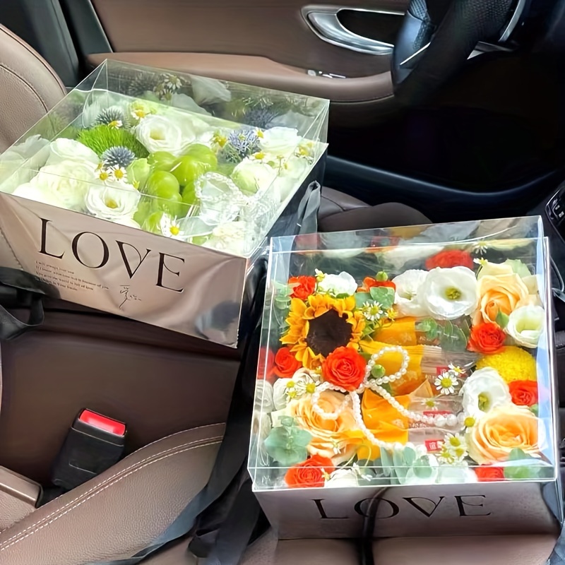 4 cajas rectangulares para ramo de flores, bolsa de regalo de papel para  manualidades con asa para embalaje de ramos, envoltura floral, suministros  de