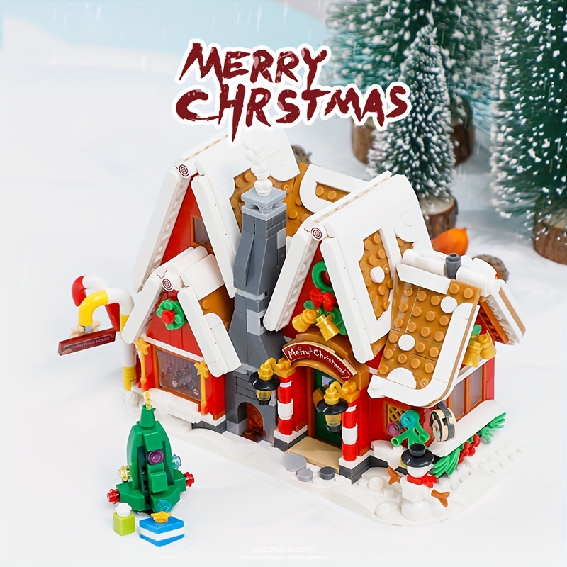 Unique Christmas Gift Forest House Building Blocks Snowman Cabin