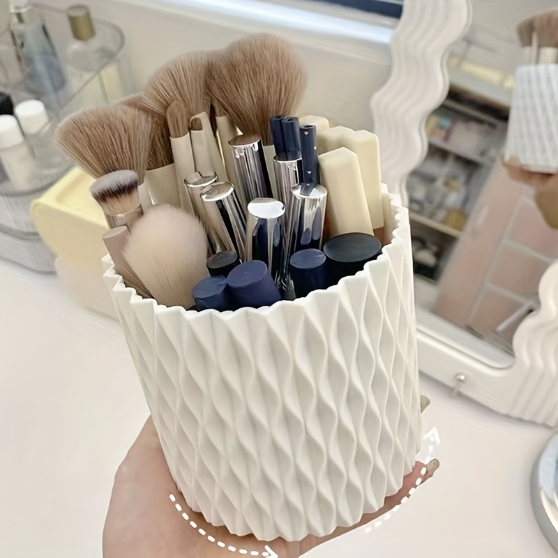 Comprar Caja de almacenaje para brochas de maquillaje giratoria de 360 ​​°,  organizador de cosméticos de escritorio portátil, ceja de lápiz labial,  soporte para brochas de sombra de ojos
