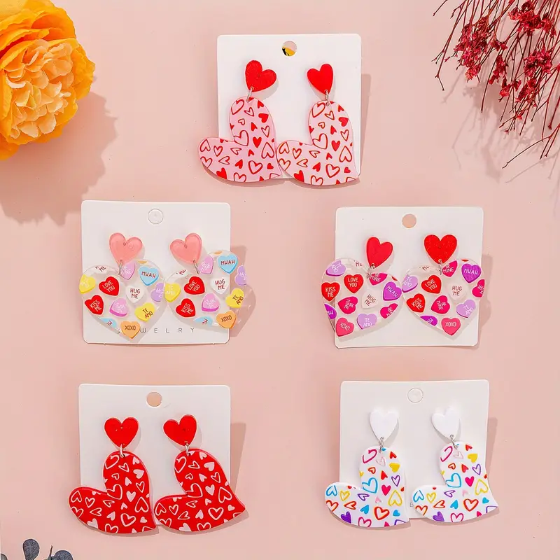 10pcs Valentine's Day Theme Red Heart Acrylic Charms For Diy Earrings Key  Chain Necklace Jewelry Making Accessories, Check Out Today's Deals Now