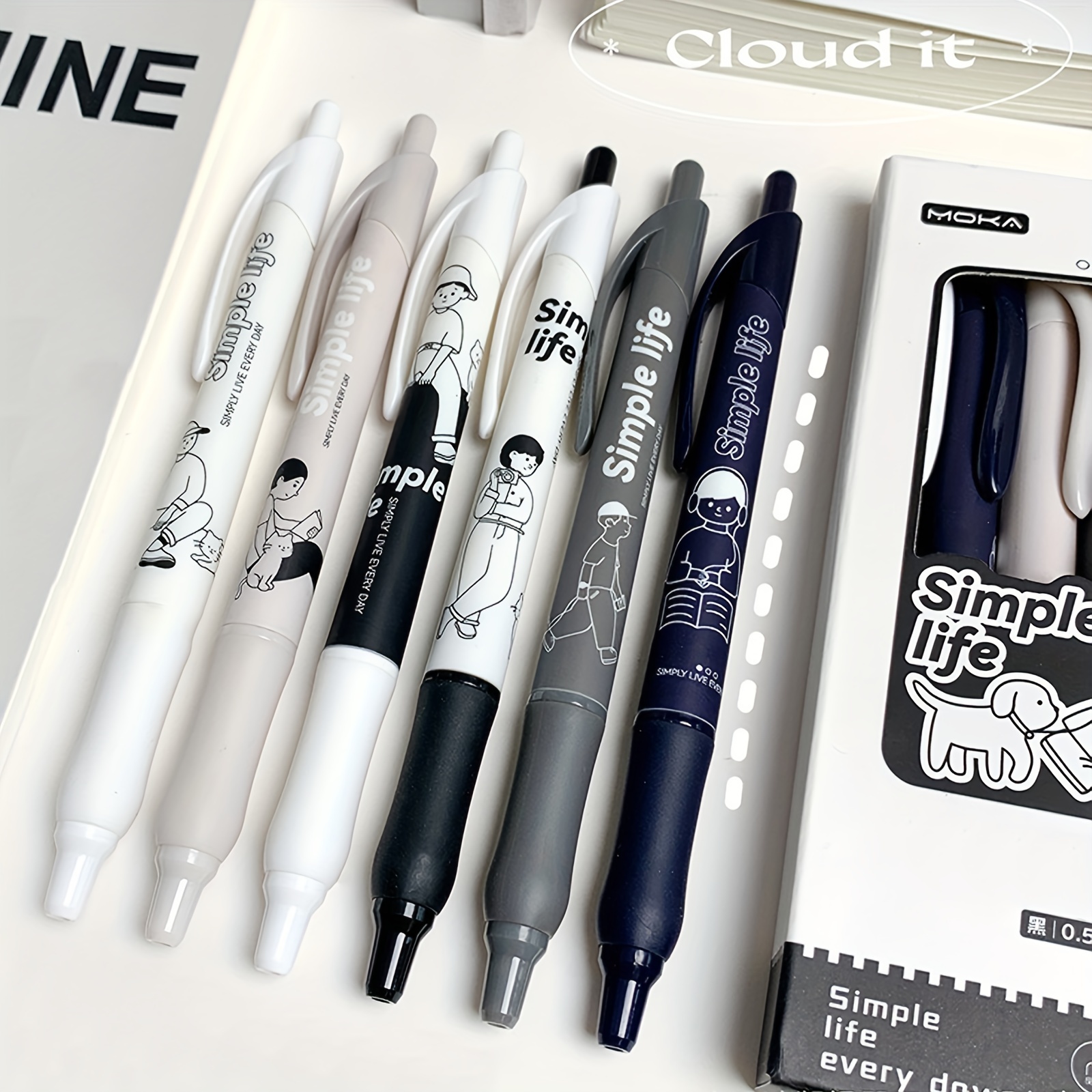 Zre Gel Pens Fine Point 6 Pcs 0 5mm Ink Pens Black - Temu