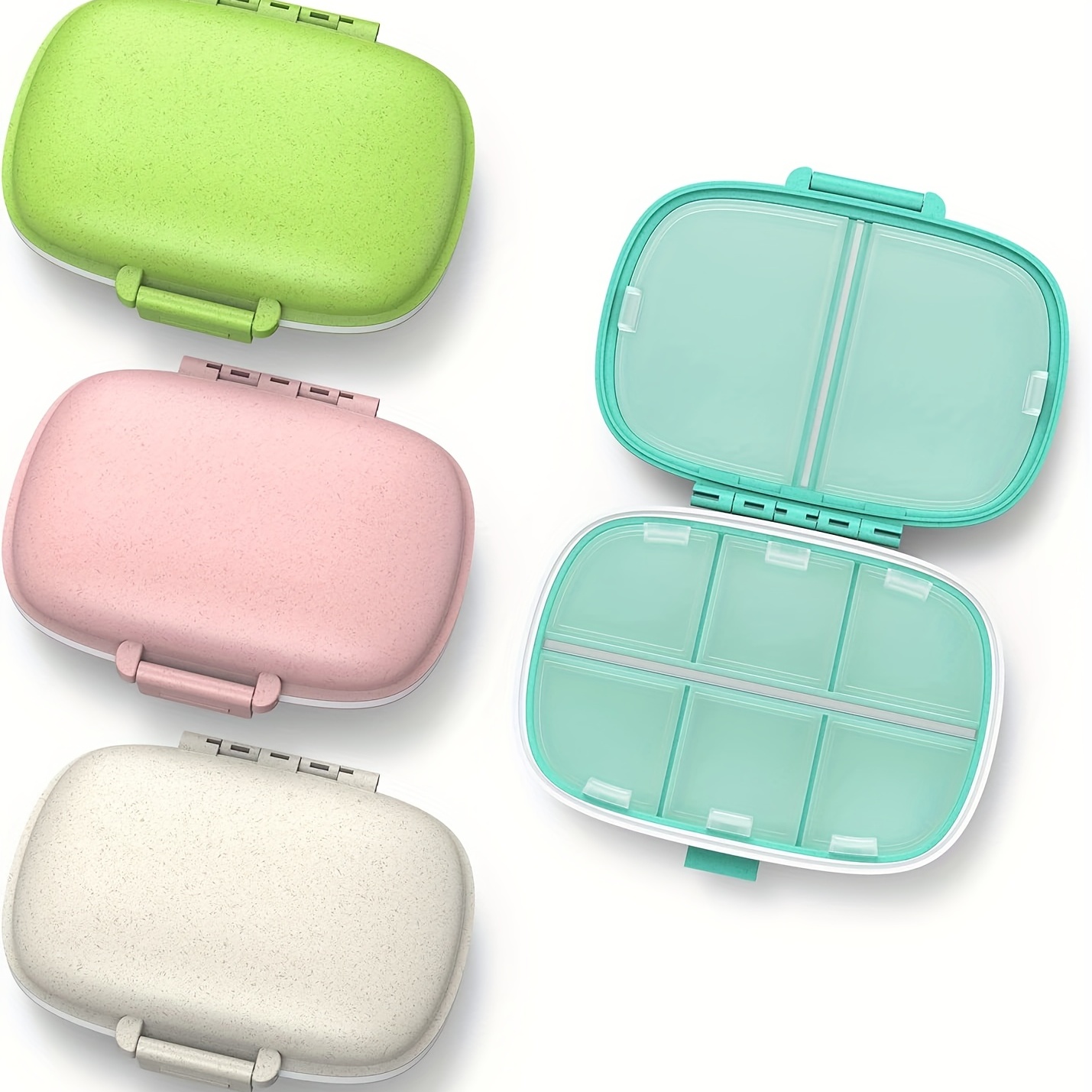 3 Pack 8 Compartments Travel Pill Box,Pill Organizer 7 Days Moisture Proof  Small Pill Case for Pocket Purse Daily Portable Medicine Vitamin Holder