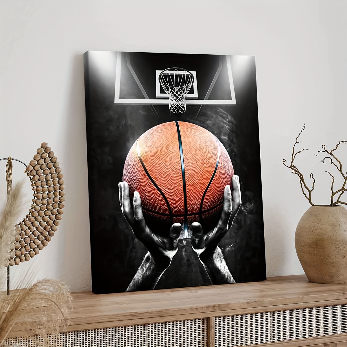 1pc Toile Encadr e En Bois Basketball Sport Mode Poster Pas Temu