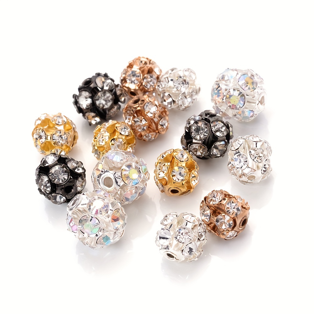 50pcs Ab Rhinestone Balls Multicolor Crystal Round Loose Spacer Beads  Accessory