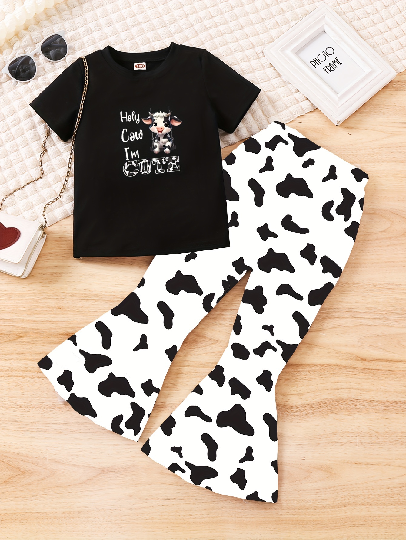 Cowgirls Ruffle Short Sleeve Graphic T shirt + Cow Print - Temu