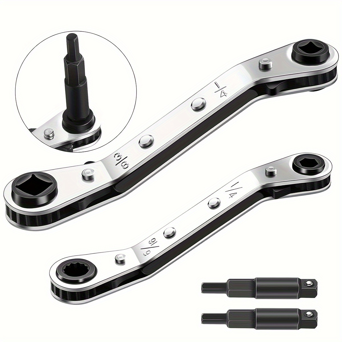 1Pc 4 Size Refrigeration Valve Ratchet Wrench Steel Offset Service Wrench  3/16 1/4 5/16 3/8 Auto Universal Repair Hand Tools - AliExpress