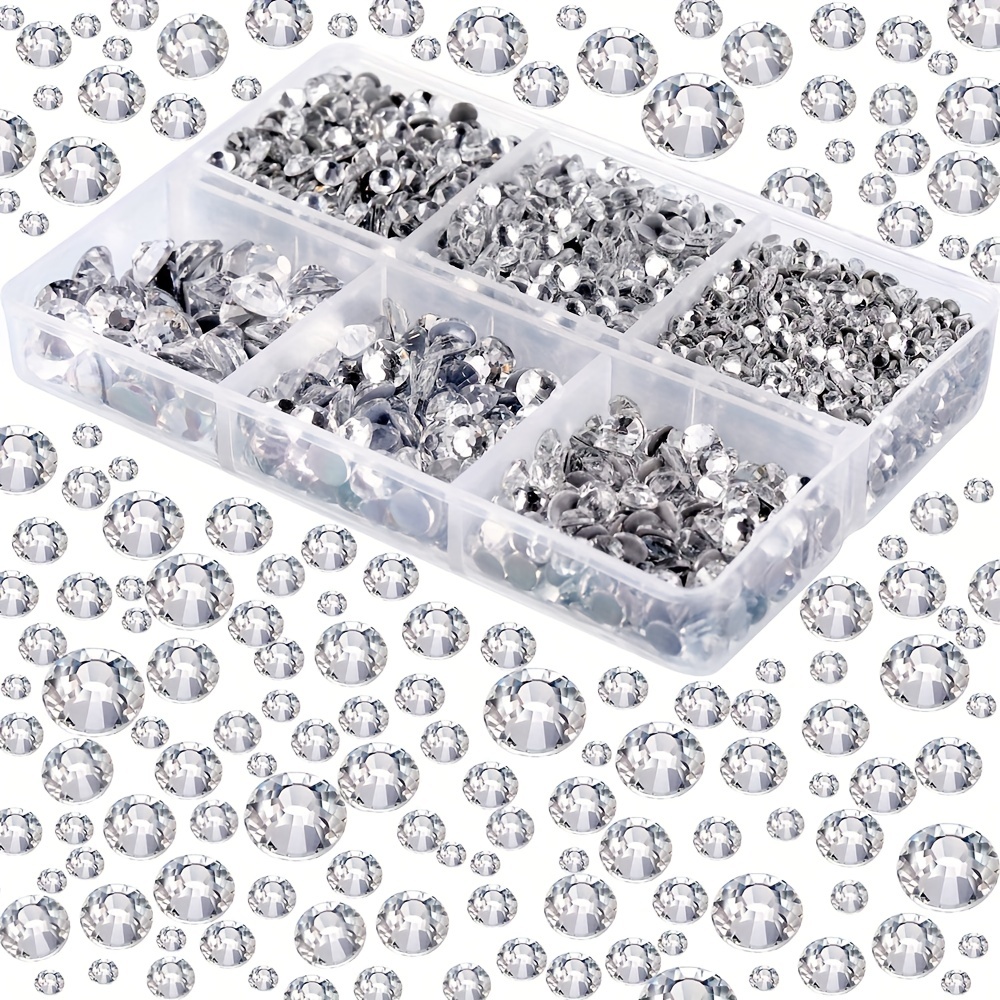  4000pcs Mixed Size Hot Fix Round Crystals Gems Glass
