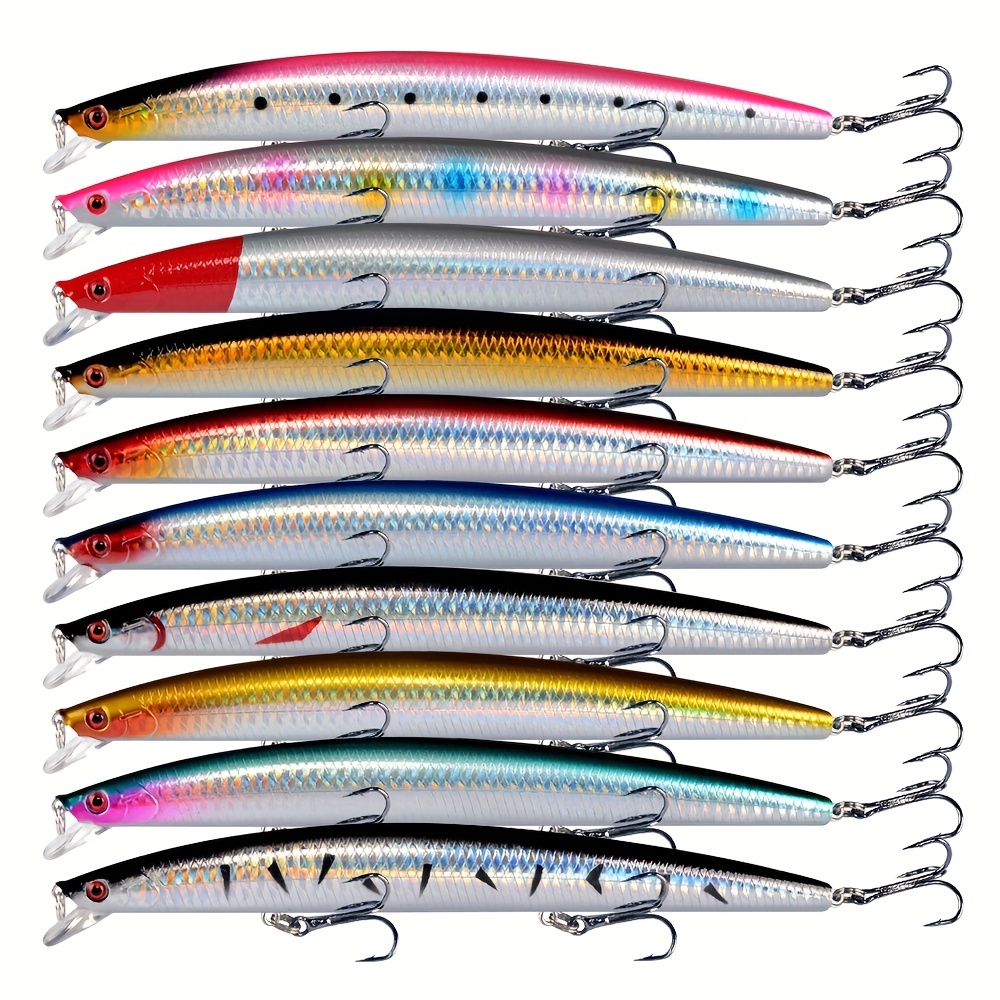 10pcs Minnow Large Fishing Lure Trout Bass Swimbaits For Freshwater And  Seawater, Fishing Tackles