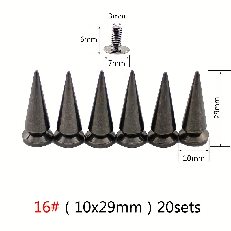 Cone Spikes And Studs Height Gun Metal 3/16 Bullet Spikes - Temu