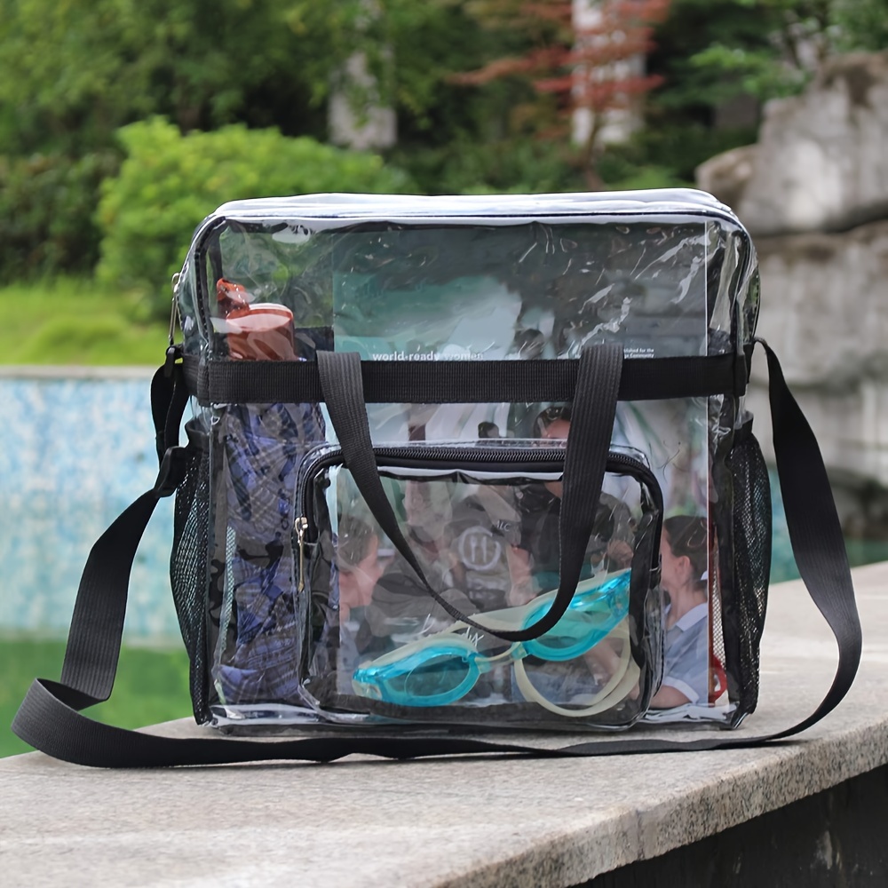 Large Capacity Pvc Transparent Tote Bag, Portable Lightweight Storage  Shoulder Bag, Fashion Travel Toiletry Bag - Temu