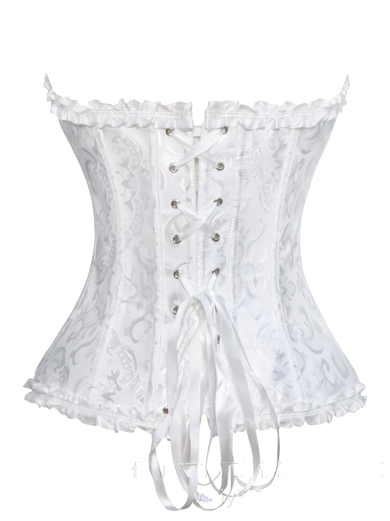 Jacquard Lace Bustiers Ruffle Strapless Front Hook Corsets - Temu Canada