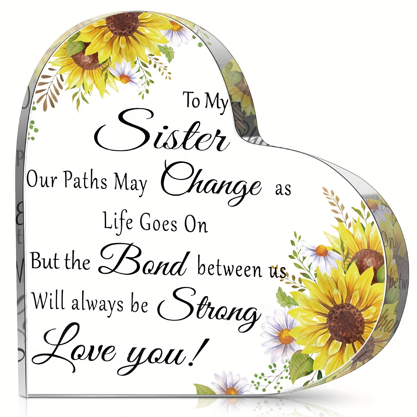 Inspirational Gifts for Women Heart Sunflower Acrylic Gift