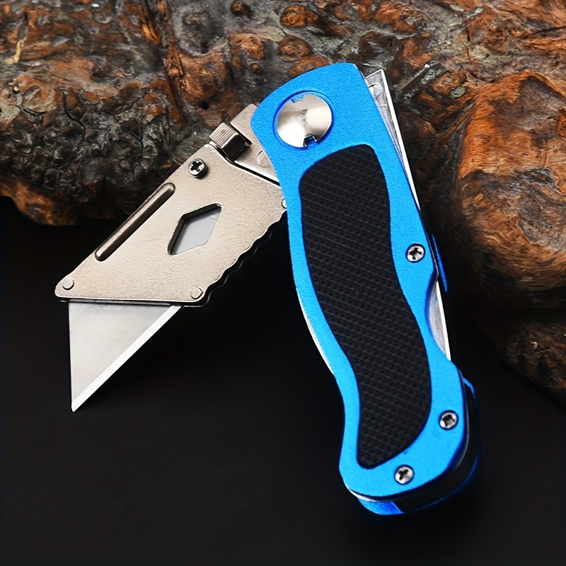 Folding Utility Knife W/ 5 Blades Heavy Duty Box Cutter with Quick Blade  Change