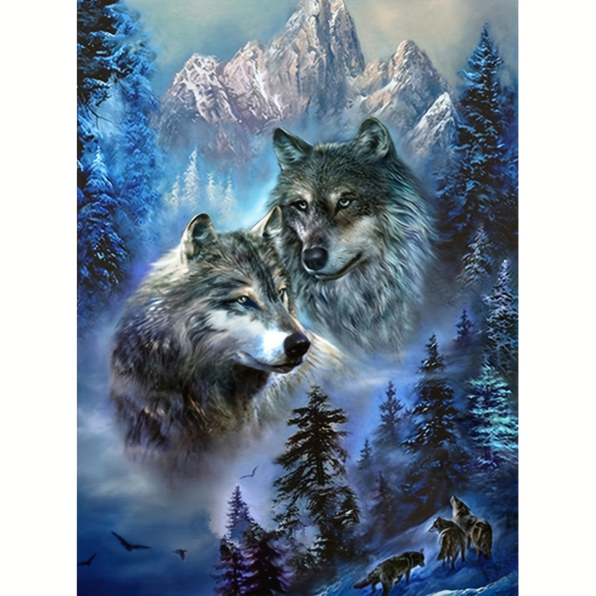 Diy5d Artificial Diamond Painting Set Forest Wolf Suitable - Temu