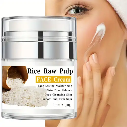  Crema facial de pulpa cruda de arroz - Set de crema de ojos con  esencia de pulpa cruda de arroz, crema de arroz para la cara, exfoliante  para la cara, crema