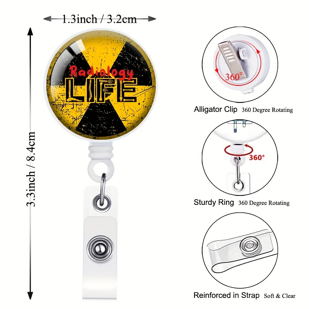 Radiology Badge Reels Holder Retractable with ID Clip with Clip Name Card Holders for X-Ray Radiology Rad Tech Radiologist Nursing Doctor Teacher