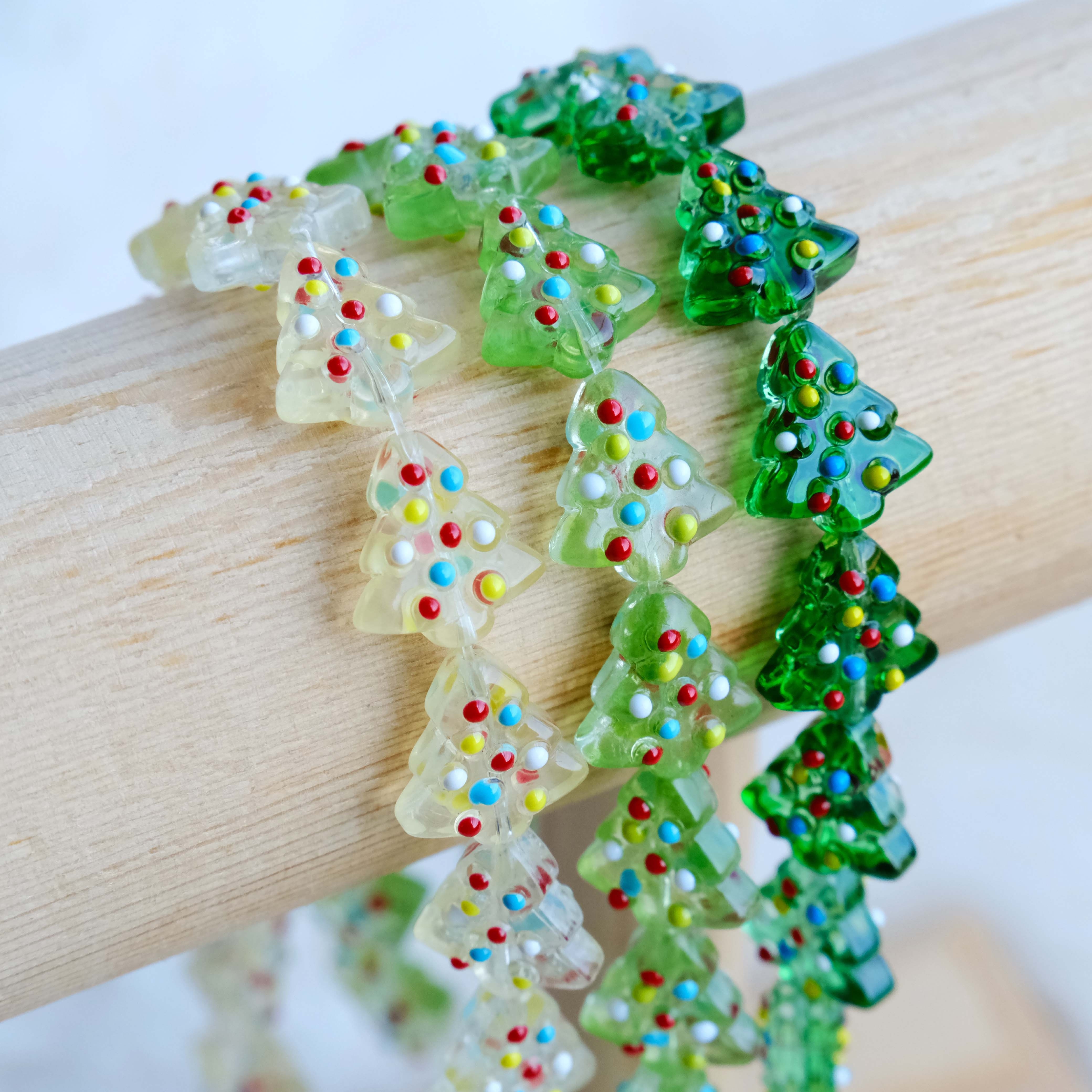 Glass Christmas Theme Tree Beads For Jewelry Making Diy - Temu