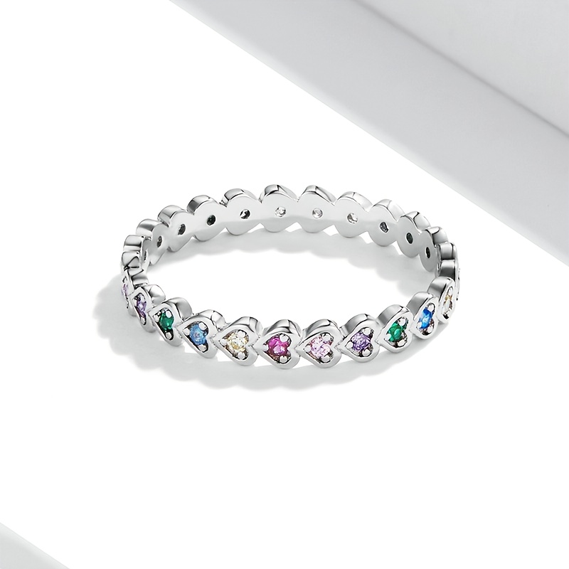 Colorful CZ Eternity Ring Copper Band April Birthstone