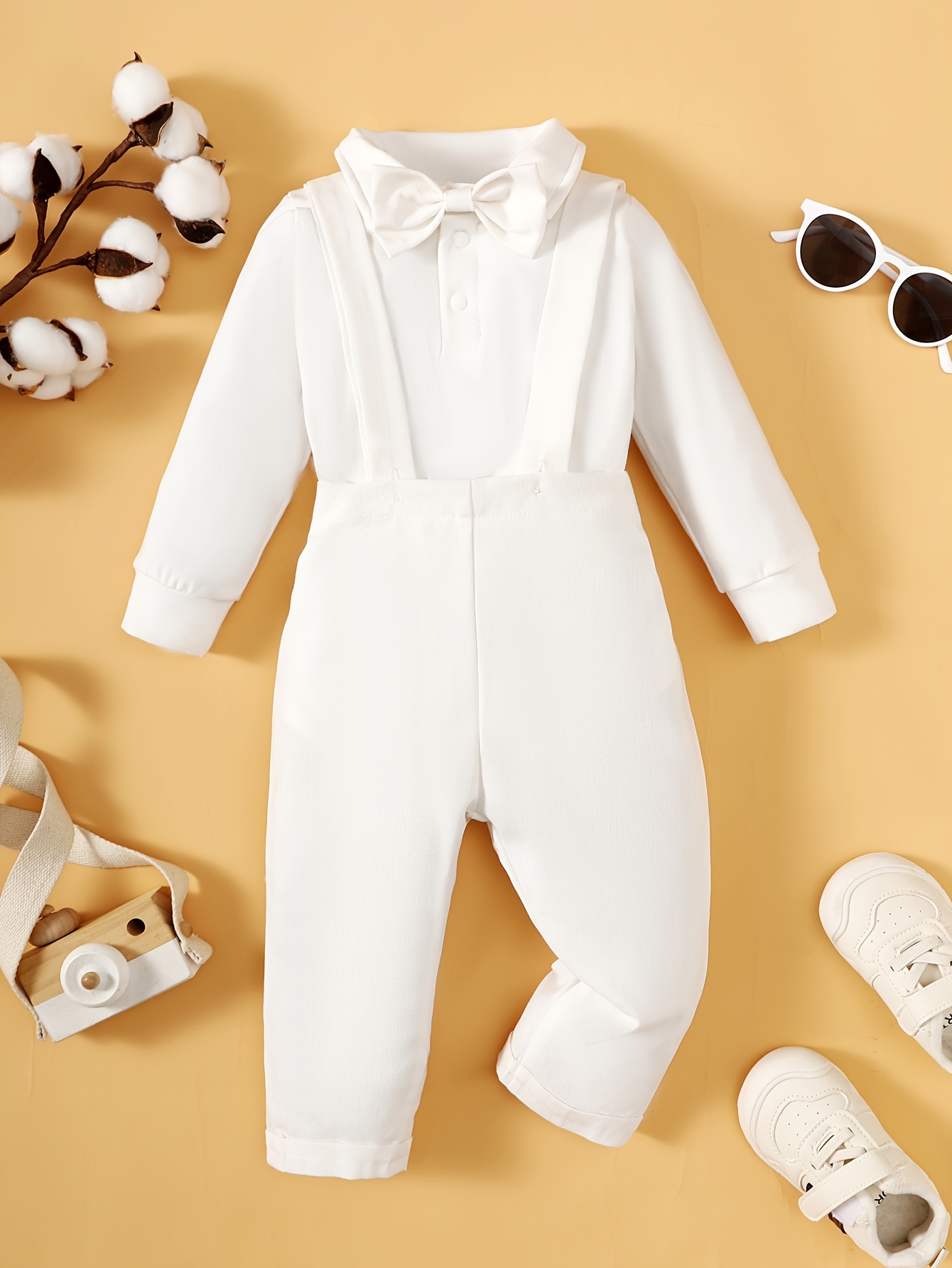 Romper blanco bebé niño, traje de lino blanco bautismo, mono blanco bebé,  mono infantil, traje de tirantes de niño, body -  México