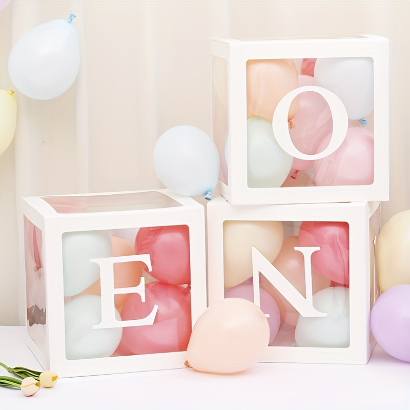 One Transparent Balloon Box One Year Birthday Party Scene - Temu