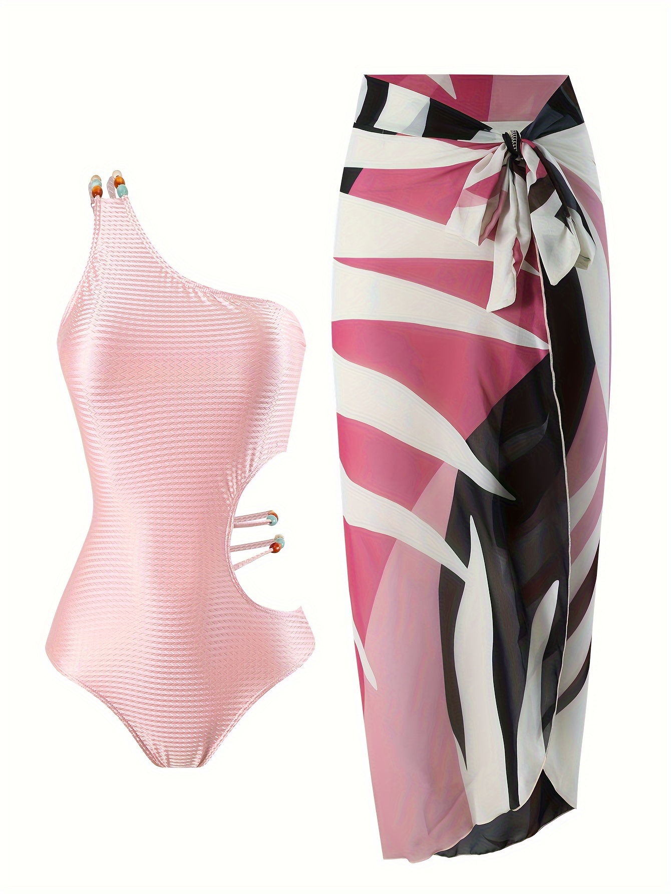 One Shoulder * Swimsuit, Asymmetrical Cut Out Drawstring Strap High Cut  Bathing Suit, Women's Swimwear & Clothing