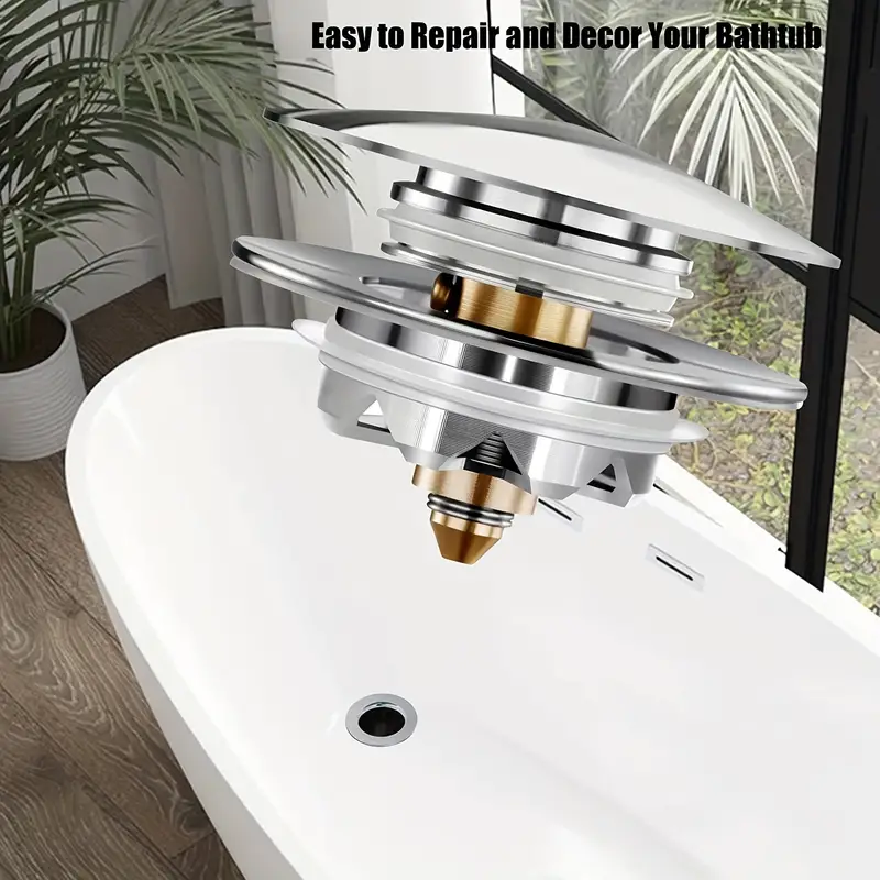 Universal Tub Stopper Bathtub Drain, Pop Up Bathtub Drain Plug And Cover, Bathroom  Sink Stopper, Sink Drain Strainer, Easy To Install And Clean, All Brass  Plating Process, Bathroom Tools - Temu