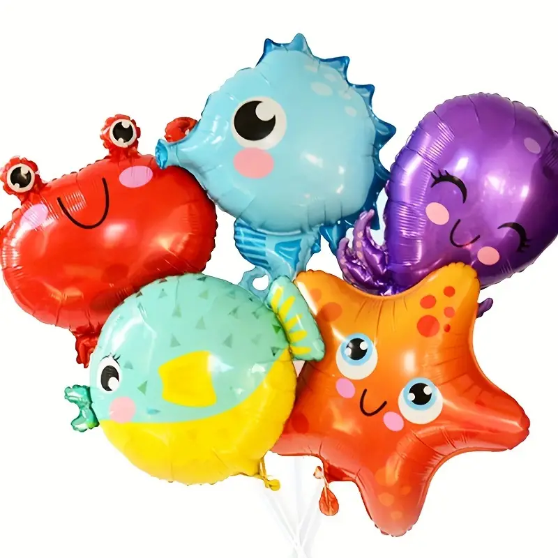 5pcs Set Marine Life Balloon Starfish Crab Hippocampus Happy Birthday Party  Decorations Balloons - Toys & Games - Temu