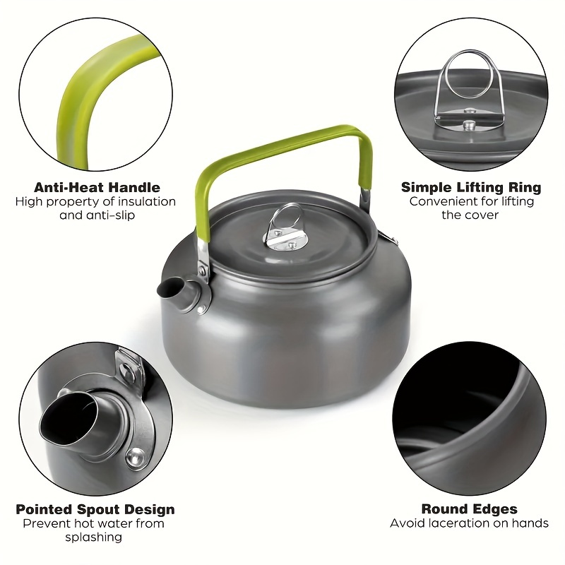 1.6l Outdoor Fast Heating Tea Pot Portable Hard Aluminum Camping