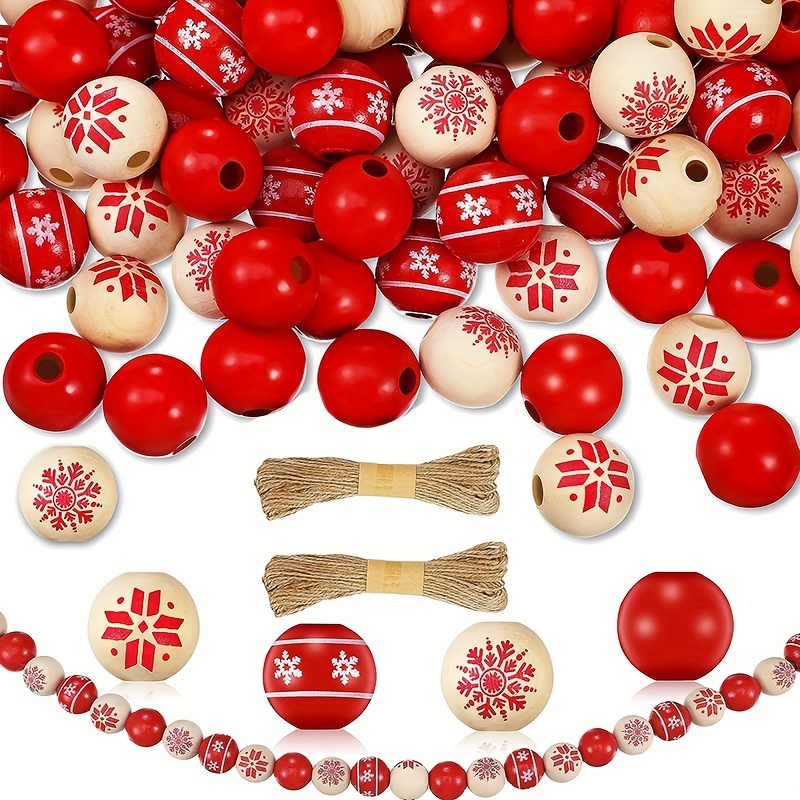 SEWACC 300pcs Wooden Beads Christmas Beads Christmas Crafts No Hole Wood  Balls Craft Wood Beads Round Wood Spheres Wooden Crafts Wood Balls for