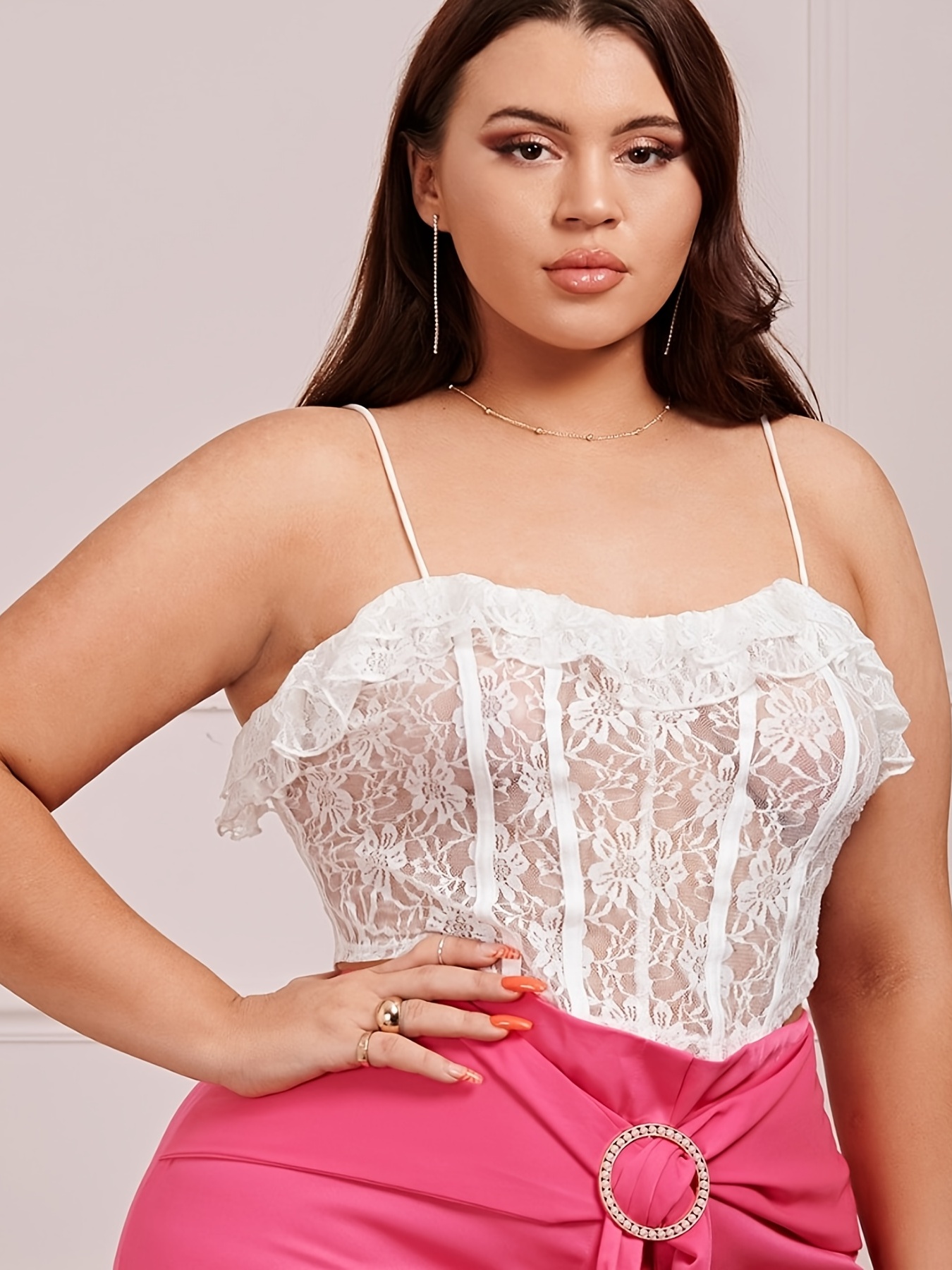 White Sheer Lace Cami Top